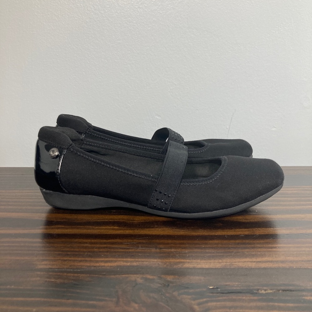Anne Klein Ugene Black Slip On Square Closed Toe Flats Womens Size 6.5